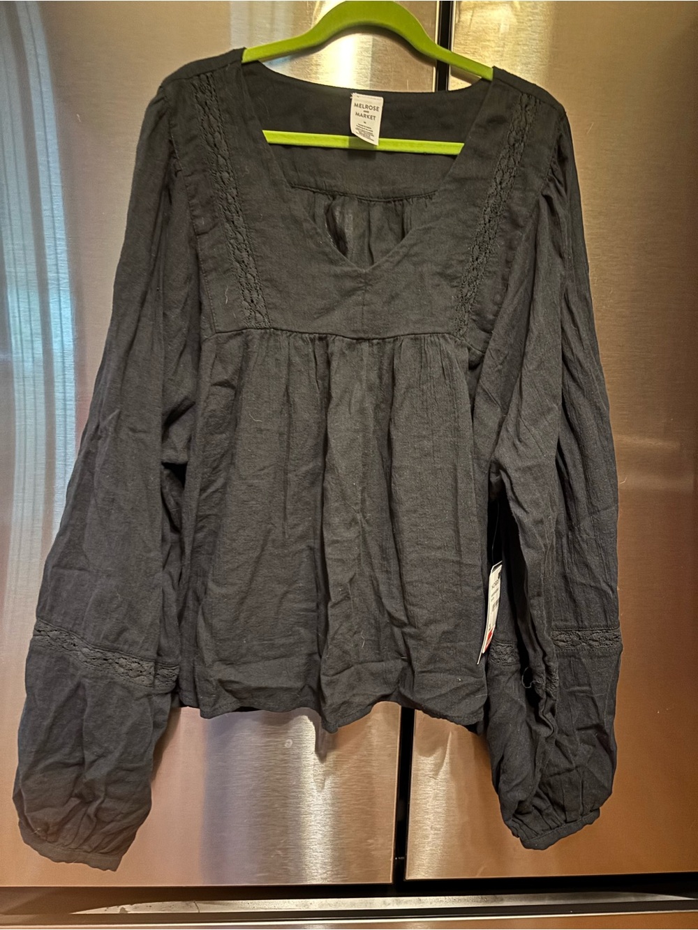 Melrose and Market Black Peasant-Style Tunic NWT size M